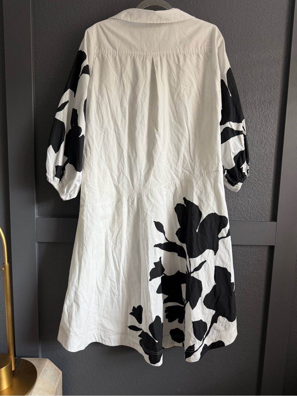 MAEVE • Jo Faulkner button front asymmetrical dress black white floral Small - Picture 11 of 11